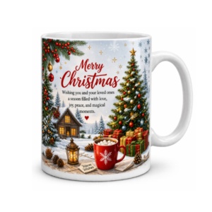 Christmas printed white mug snow winter holiday design