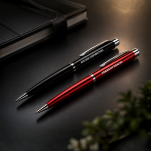 Personalised engraved metal pen with custom name premium gift pen black and red design