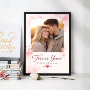 Personalized romantic photo frame with couple image and love quote