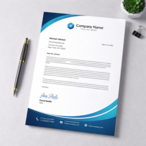 Custom corporate letterhead design with logo